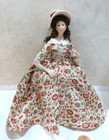 Nancy Wantiez  Dollhouse Miniature  Porcelain Lady Doll W  A Floral Dress   Hat