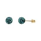 14k Yellow Gold Round Crystal Ball Screw Back Stud Earrings 6mm