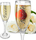 Bride And Groom Champagne Glasses Set Of 2 Elegant Toasting Flutes Silver Weddin