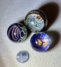 52 Art Glass Marbles  half Are Signed 