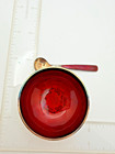 Vintage Sterling Silver Red Guilloche Enamel Denmark Salt Cellar  Spoon Meka 925