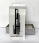 Nib Vtg 1970s Sears Tower Bank   Trust Acrylic Lucite Paperweight   Original Box