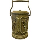 Mid Century Plastic Faux Wood Grain Cocktail Ice Bucket Green Grapes Mcm Vintage