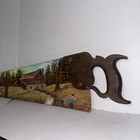 Vintage Hand Painted Handsaw Folk Art Farm Signed Rita Tompkins Rural Landscape