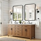 Bathroom Mirror For Wall 30x22  Rectangle Matte Black Metal Framed Vanity 1pc