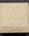 Wedgwood Devonshire Horses   Dogs Square Box  Off White Embossed Porcelain 4 25 