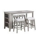 Light Gray 5pc Counter Height Dining Set Table 4x High Stools