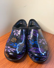 Hisea Women s Garden Rain Shoe Waterproof Outdoor Slip-on Blk floral Size 9