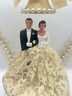 Wedding Cake Topper Bride Groom Lace Bell 1950s-1960s  Vintage