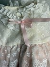 Vintage Satin Pink Ruffle Lace Infant Dress 12 Months Usa Baby Doll Read