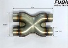 Universal Crossover X Pipe Dual 2 5  In out Stainless Steel Muffler Exhaust Tip