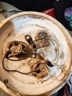 Vintage Porcelain 3 Bulb Flush Mount Ceiling Light Fixture Art Deco