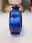Vintage Antique Cobalt Blue Art Glass Perfume Scent Bottle Empty Early With Cork