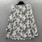 Cut Loose Blouse Womens Large Top Floral Long Sleeve White