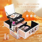11 8 Inch Makeup Train Case Cosmetic Organizer Box Lockable With 3 Trays