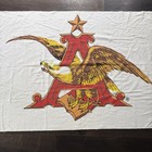 Vtg Budweiser Logo With Eagle   A Fringed Beach Towel 54  X 33  Anheuser-busch 