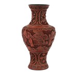 Antique Chinese Nature Inspired Cinnabar Vase
