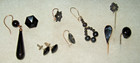 Antique Victorian Gold Fill Mourning Black Earrings Stickpins Single  Lot  