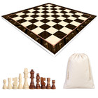 Wooden Chess Set Grey black Marble mosaic walnut Pattern Board Gift For Him Her