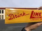 Original Vintage 5 Cent Lime Cola    double Size    Tin Tacker Embossed Soda Sign