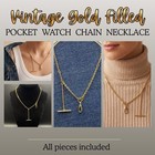 Vintage 12k Gold Filled Watch Chain Fob Necklace  T-bar  Dog Clip  Ready For You