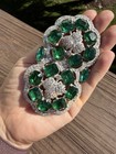 Vintage Art Deco Green Glass Pot Metal Brooch Unsigned Eisenberg Original