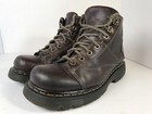 Dr Martens Womens Size 10 Boots Brown Leather Lace Up Combat Chunky Lug Sole