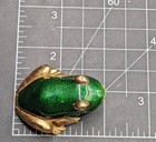 Vintage Estee Lauder Green Enamel Leap Frog Empty Solid Perfume Compact Box 1997
