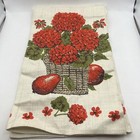 Vintage Never Used Geranium Pear Linen Kitchen Tea Towel