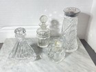 Vintage Czech Crystal Perfume Vanity Bottles And Powder Shaker