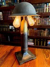 Wwi Us Army 91st Infantry Pine Tree Div  Helmet Artillery Shell Trench Art Lamp