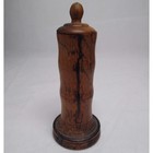 Vintage Treenware Wooden Toothpick Holder Dispenser Plunger Turned Wood Pot