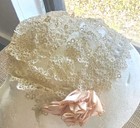 Antique Tatted Lace Ivory Baby Bonnet Pink Rossetts Ribbon