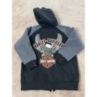 Harley-davidson Sweatshirt Kids Size 6 Black Full-zip Hooded Embriodered Euc