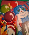 Vintage Lisa Frank 90s Tri Fold 3 Ring Binder Balloons Kittens Cats Read
