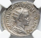 Herennius Etruscus As Caesar Ngc Xf Apollo Silver Ancient Roman Coin Rare  D119