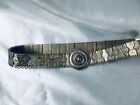 Vintage  Silver Tone  Embossed  Etched W  Round Medallion  Western  Mexican Belt