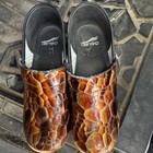Dansko Women s Clog Brown Animal Leather Nursing Slip-on Shoes Us 7- 7 1 2 