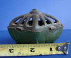 Vintage Cast Iron Vantines Incense Burner With Lid Art Deco Style Marked 574 3