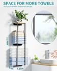 Towel Racks For Bathroom  2 Tier Wall Towel Holder With Wood Shelf  Metal Wall M