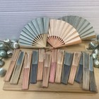 16  Japan Folded Pink Green Paper  Fans Silk Bulbs Christmas Tree Ornaments Vtg