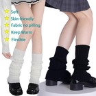 2 Pairs Women Leg Warmers Crochet Knit Ribbed Knee High Solid Winter Boot Sock