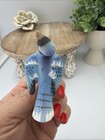 Vintage Porcelain Bisque   Blue Jay   Clip On Bird Ornament   Japan Made