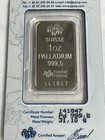 1 Oz  Palladium Bar - Pamp Suisse - Fortuna - 999 5 Fine In Sealed  Certif Assay