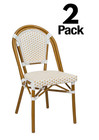Armless Pe Rattan French Bistro Patio Dining Chair By Chivari  2 Pack