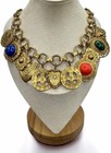 Vintage Possibly Juliana For Les Bernard 1980   s Charm Necklace Cabochons 