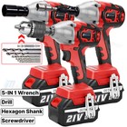 21v Cordless Impact Wrench 1 2  600nm High Torque Brushless Drill Driver Battery