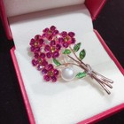 Luxury Pink Flower Bouquet Crystal Pin Fall Thanksgiving Jewelry Gift For Women
