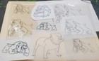 Vintage 1970s 1980s Tattoo Acetate Stencil Bull Dogs Red s Tattoo Studio Lot 1