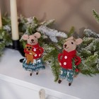 Primitives By Kathy Christmas Day Felt Mice Set 2 Critter Holiday Mouse Ornament